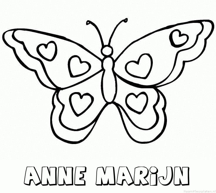 Anne marijn vlinder hartjes kleurplaat